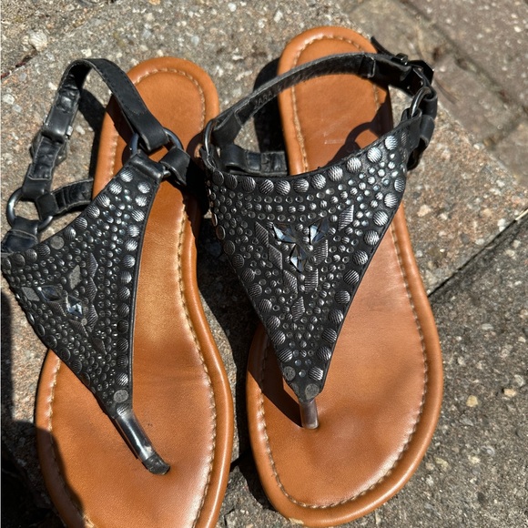 Zara Black and Brown Sandals with Beaded Elegance - Picture 2 of 10